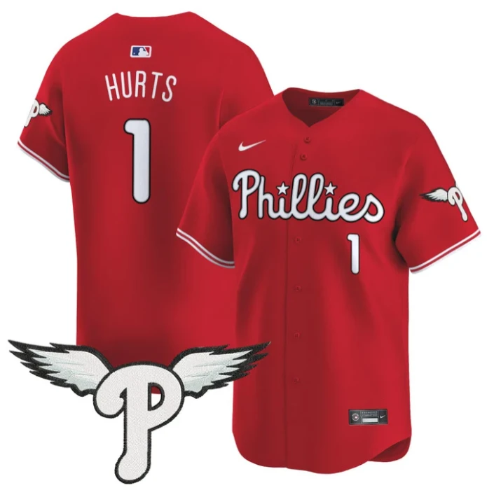 Jalen Hurts Jersey #1 Philadelphia Phillies 2025 Vapor Premier Limited Stitched Red by My Store