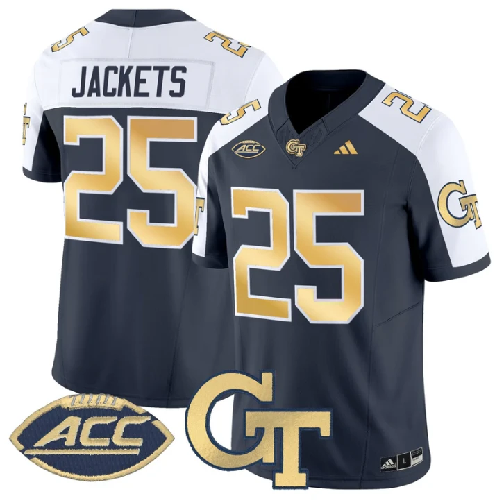 Jackets Jersey #25 Georgia Tech Yellow Jackets 2025 Limited Stitched Navy Alternate by NCAA Football Jersey