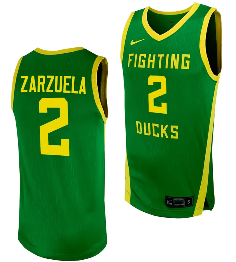 Jesse Zarzuela Jersey #2 Oregon Ducks Replica College Basketball uniform Green by My store basketball