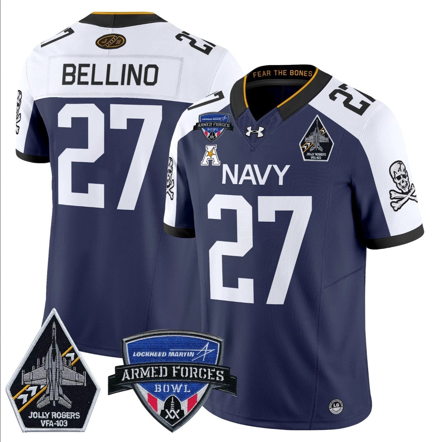 Joe Bellino Jersey #27 Navy Midshipmen 2025 Armed Forces Bowl Patch Navy Alternate by My Store