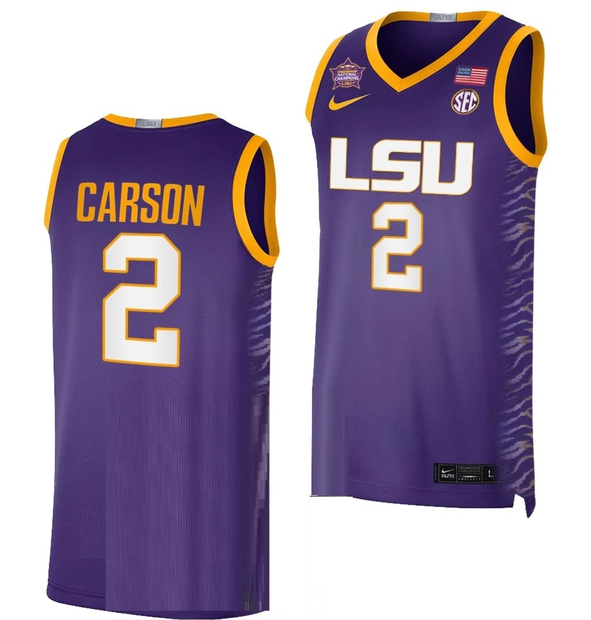 Jasmine Carson Jersey LSU Tigers 2023 NCAA Basketball National Champions Purple #2 by My store basketball
