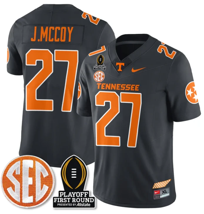Jermod McCoy Jersey #27 Tennessee Vols Playoff First Round Patch Smokey Grey by NCAA Football Jersey