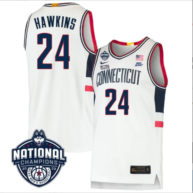 Jordan Hawkins Jersey #24 UConn Huskies 2023 National Champions College Basketball by My store basketball