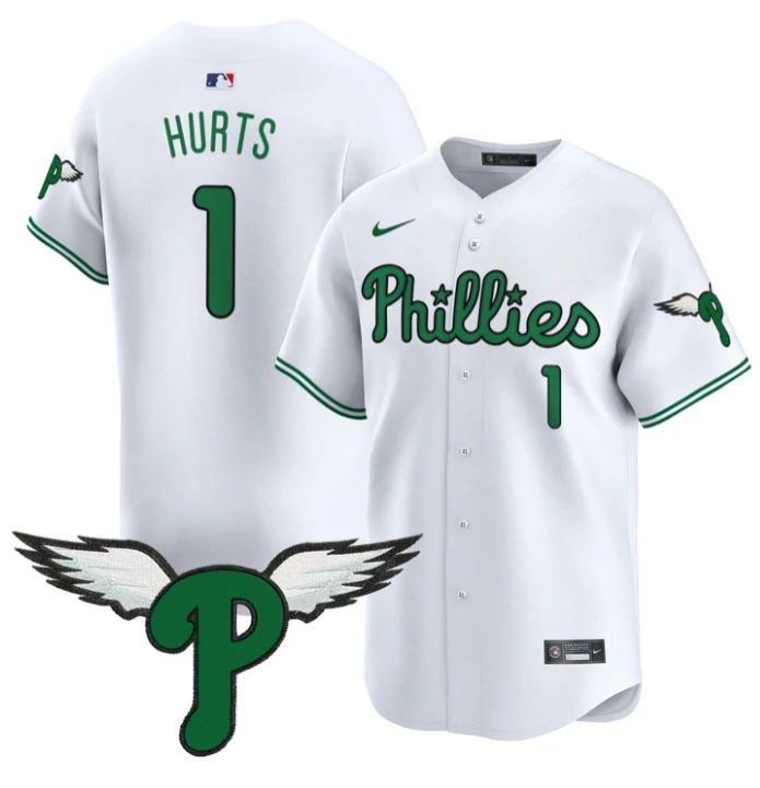 Jalen Hurts Jersey #1 Philadelphia Phillies 2025 Vapor Premier Limited Stitched White by My Store