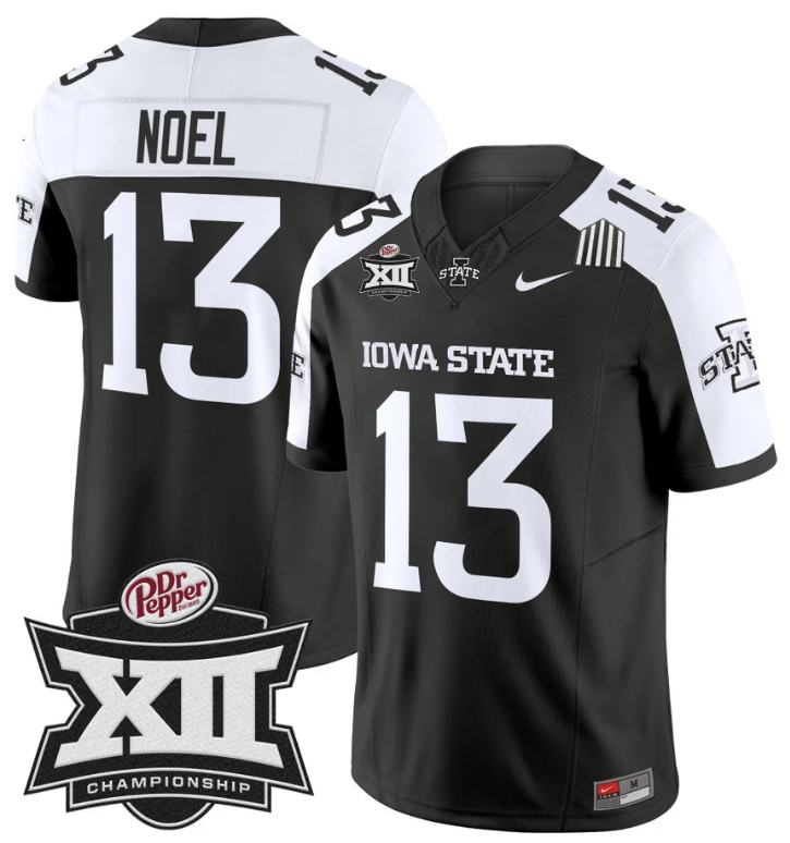 Jaylin Noel Jersey #13 Iowa State 2024 Championship Patch Vapor Black Alternate by My Store