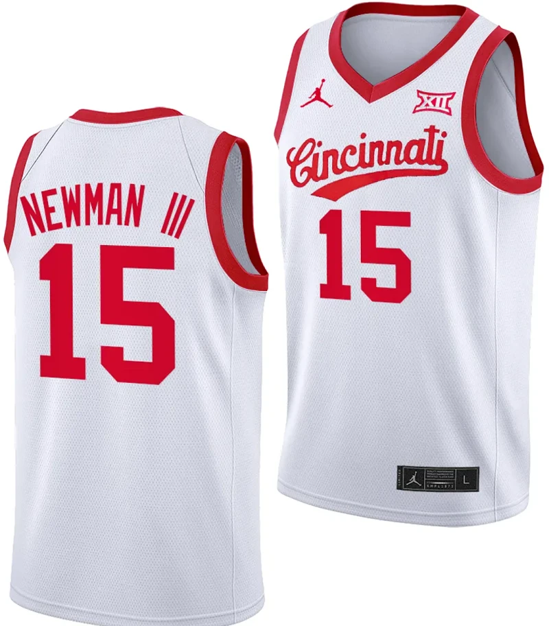 John Newman III Jersey #15 Cincinnati Bearcats 70s Throwback Basketball White by My store basketball