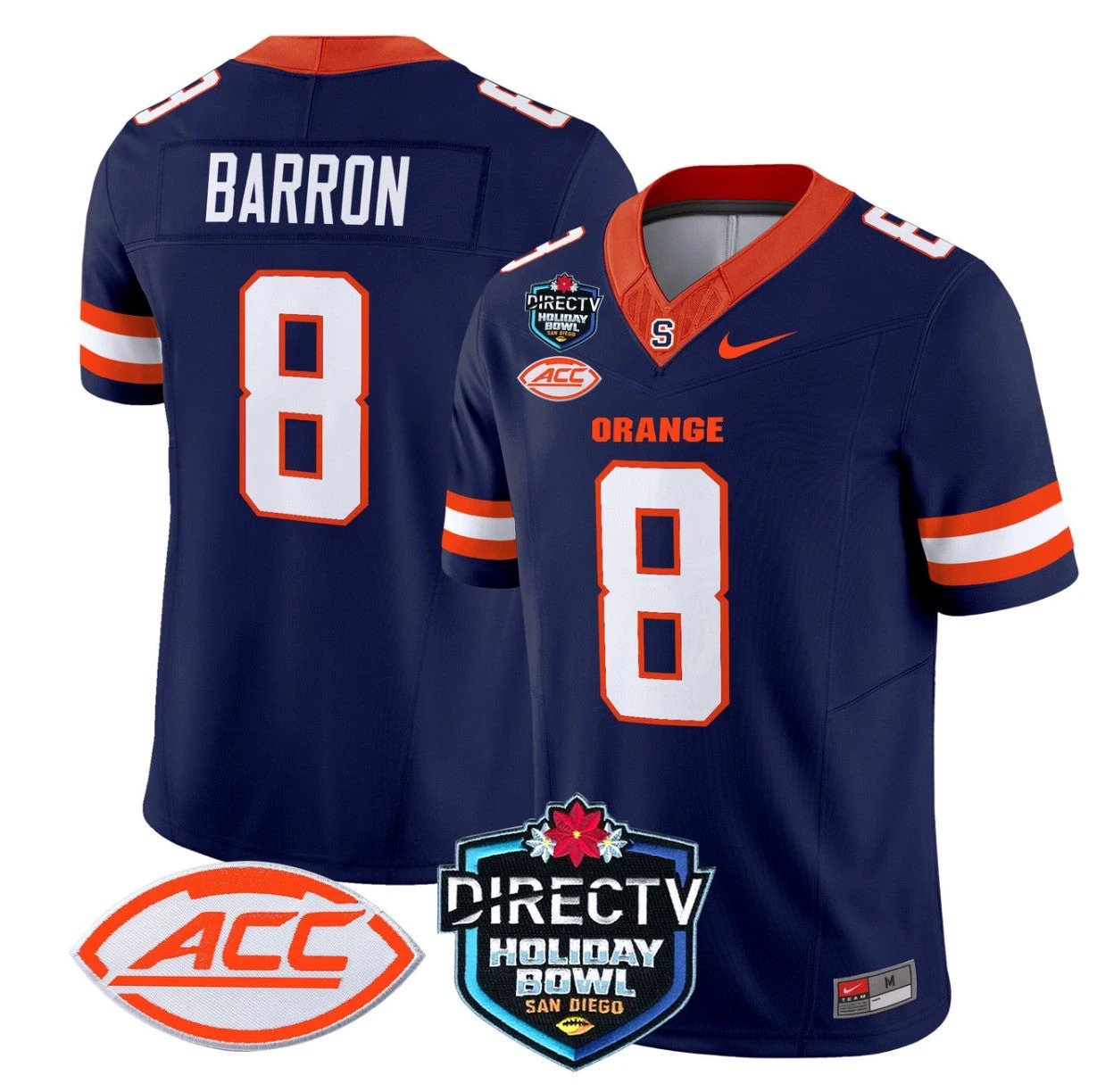 Justin Barron Jersey #8 Syracuse Orange 2025 Holiday Bowl Patch Navy by My Store