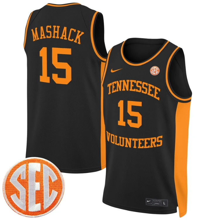 Jahmai Mashack Jersey #15 Tennessee Vols 2024 Swingman Basketball Black by My store basketball