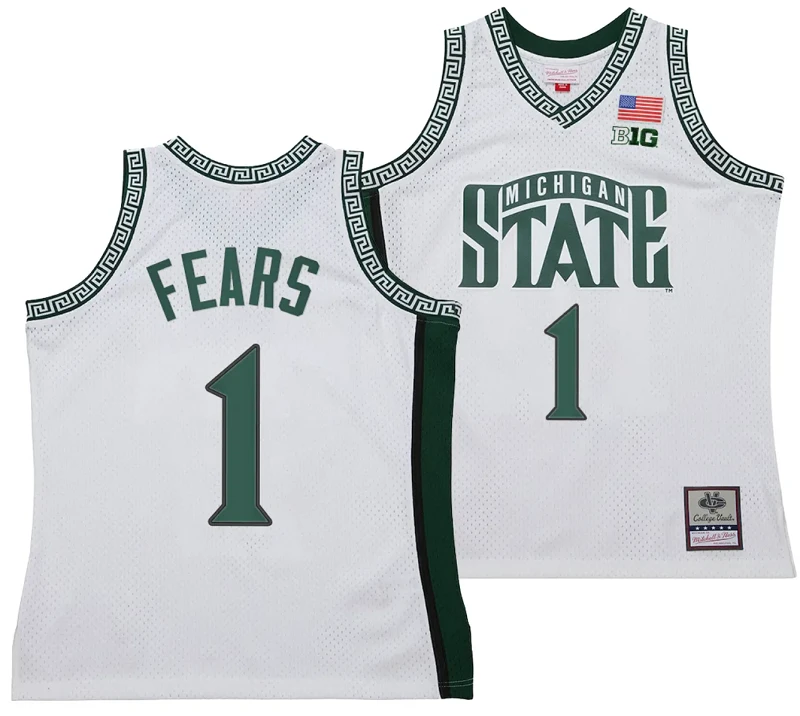Jeremy Fears Jersey #1 Michigan State Spartans 125th Basketball Anniversary 1999 Throwback White by My store basketball