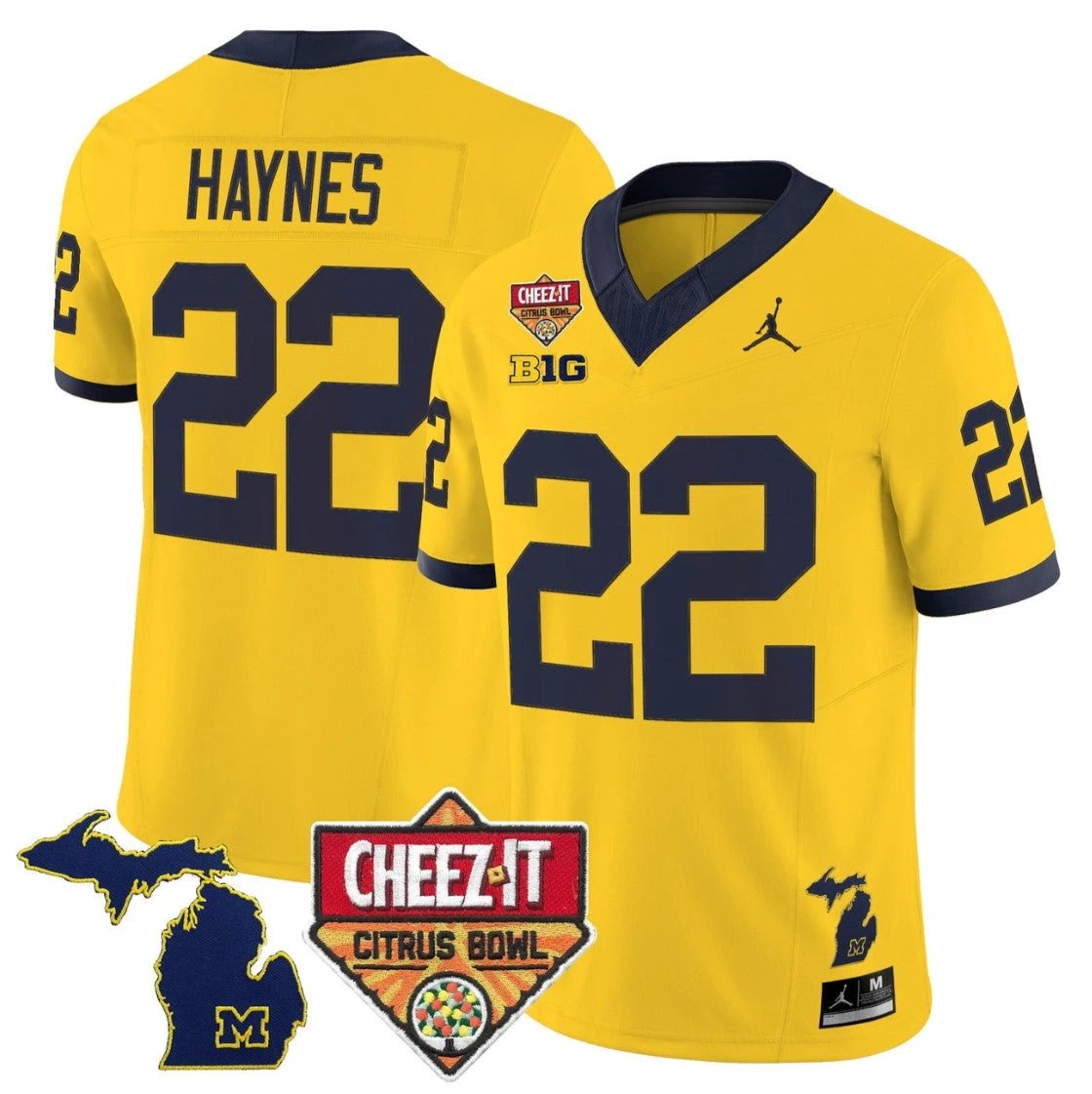Justice Haynes Jersey #22 Michigan Wolverines 2025 Cheez-It Citrus Bowl by My Store NCAA Football Jerseys