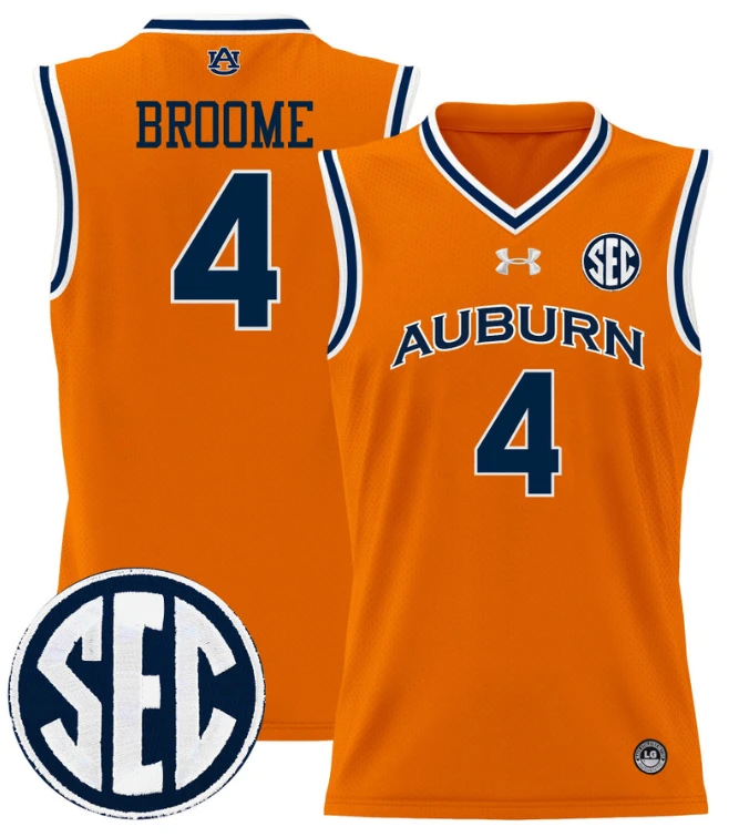 Johni Broome Jersey #4 Auburn Tigers 2024 Lightweight Basketball Orange by My store basketball