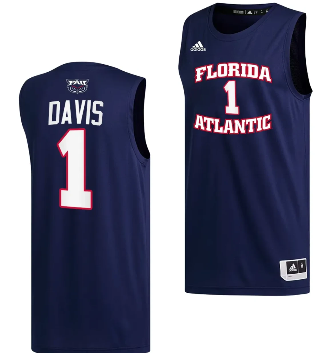 Johnell Davis Jersey #1 FAU Owls College Basketball Replica Navy by My store basketball