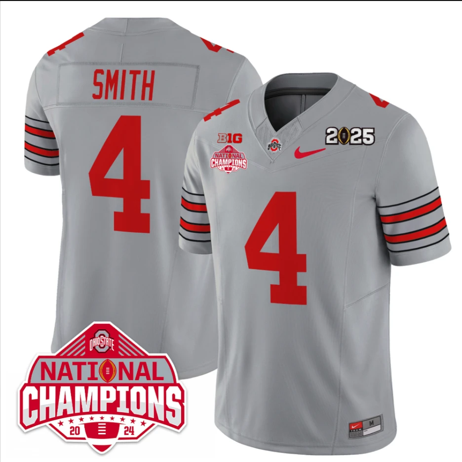 Jeremiah Smith Jersey #4 Ohio State 2025 CFP Patch National Champions by My Store NCAA Football Jerseys