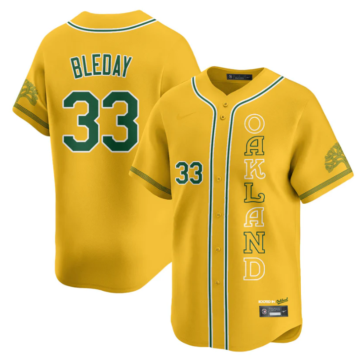 JJ Bleday Jersey #33 Oakland Athletics City Connect Concept Stitched Yellow by My Store