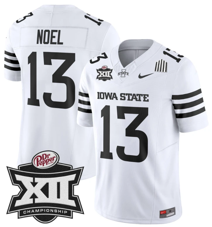 Jaylin Noel Jersey #13 Iowa State 2024 Championship Patch Vapor White Limited by My Store