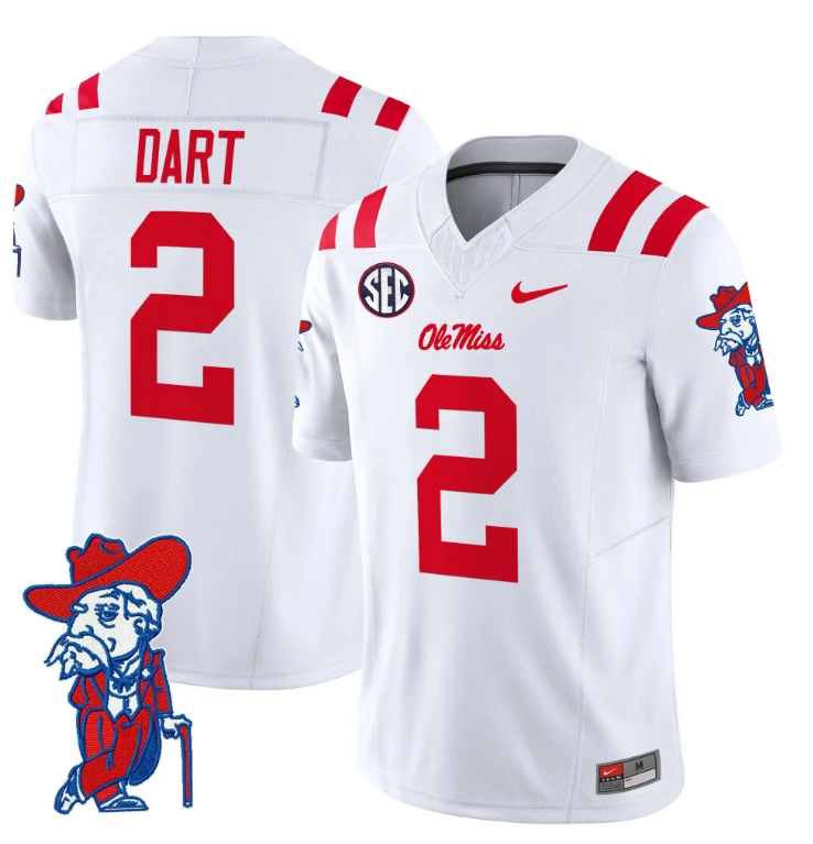 Jaxson Dart Jersey #2 Ole Miss Rebels Vapor Limited College Football Stitched White by My Store