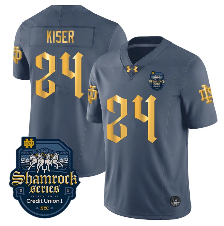 Jack Kiser Jersey #24 With Name Notre Dame Fighting Irish 2024 Shamrock by My Store