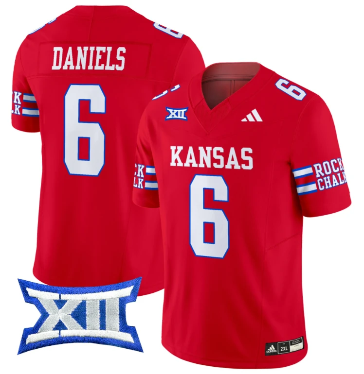 Jalon Daniels Jersey #6 Kansas Jayhawks 2024 Vapor College Football Vapor Limited Red by My Store