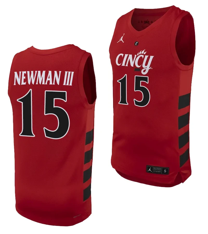 John Newman III Jersey #15 Cincinnati Bearcats College Basketball Replica 2023-24 Red by My store basketball