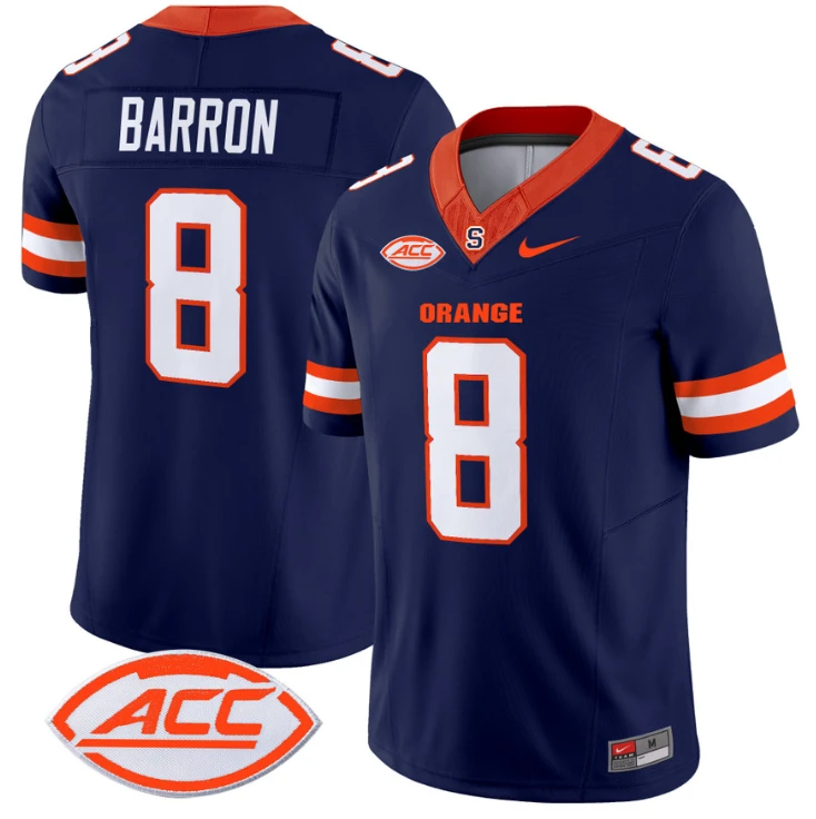 Justin Barron Jersey #8 Syracuse Orange Vapor Limited College Football Navy by My Store