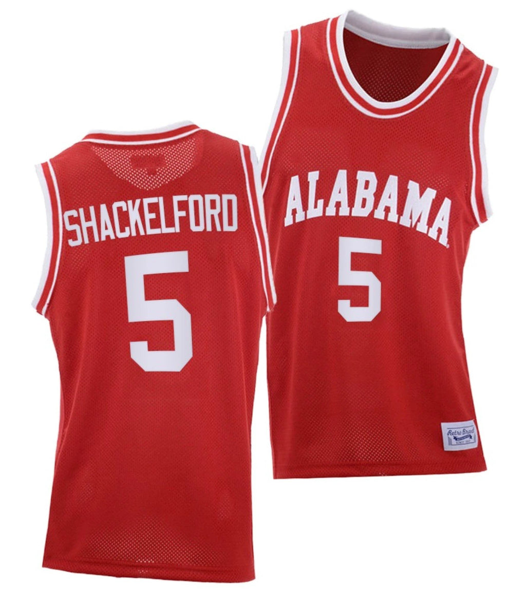 Jaden Shackelford Jersey Alabama Crimson Tide College Basketball Red Throwback #5 by My store basketball