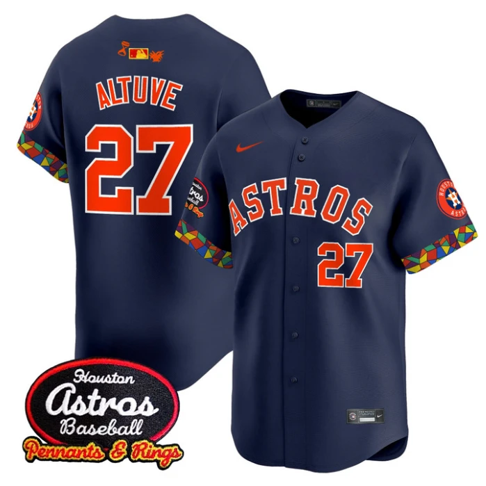 José Altuve Jersey #27 Houston Astros x El Tiempo Cantina Vapor Premier Limited Stitched Navy by My Store