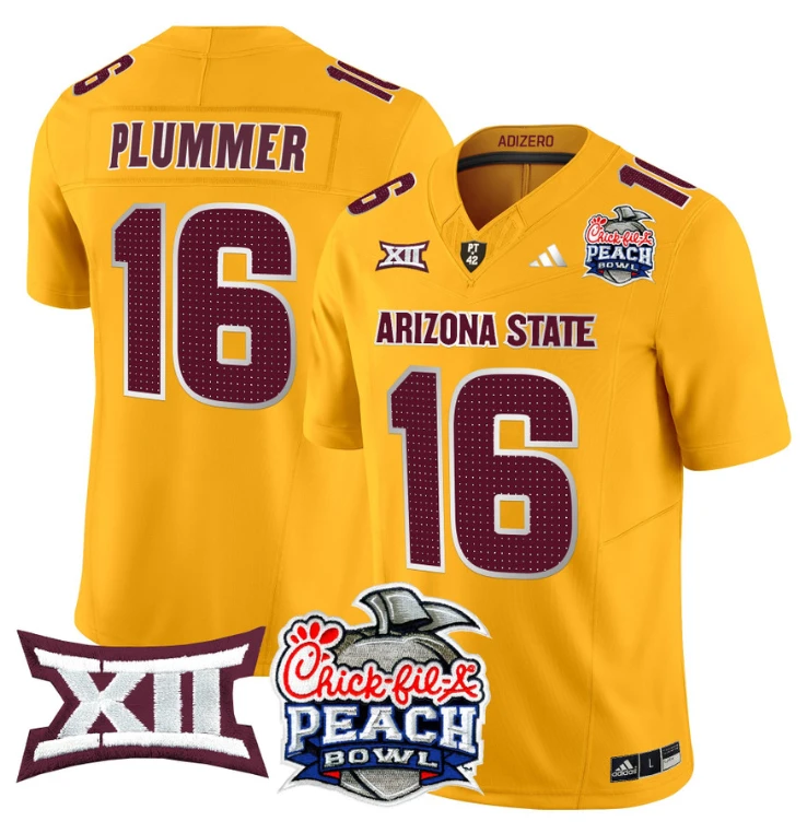 Jake Plummer Jersey #16 Arizona State Sun Devils 2025 Peach Bowl Gold by My Store