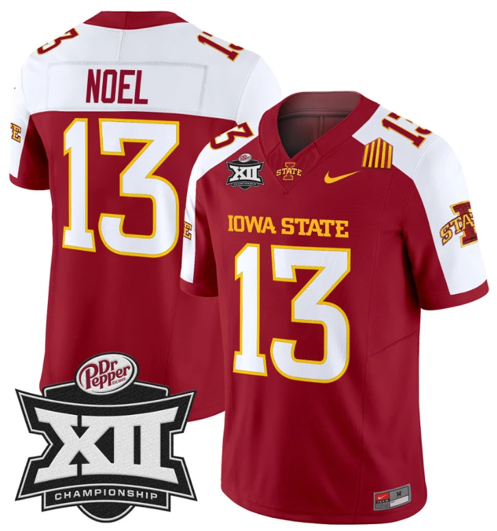 Jaylin Noel Jersey #13 Iowa State 2024 Championship Patch Vapor Cardinal Alterante by My Store