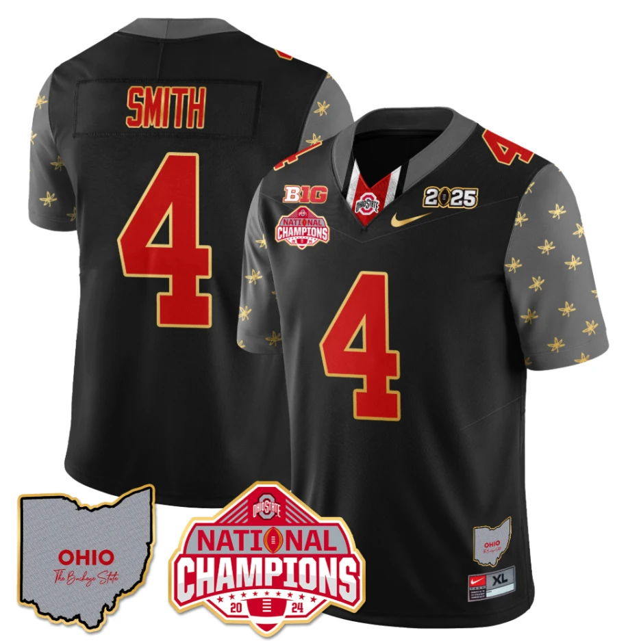 Jeremiah Smith Jersey #4 Ohio State National Champions 2025 Patch Black by My Store