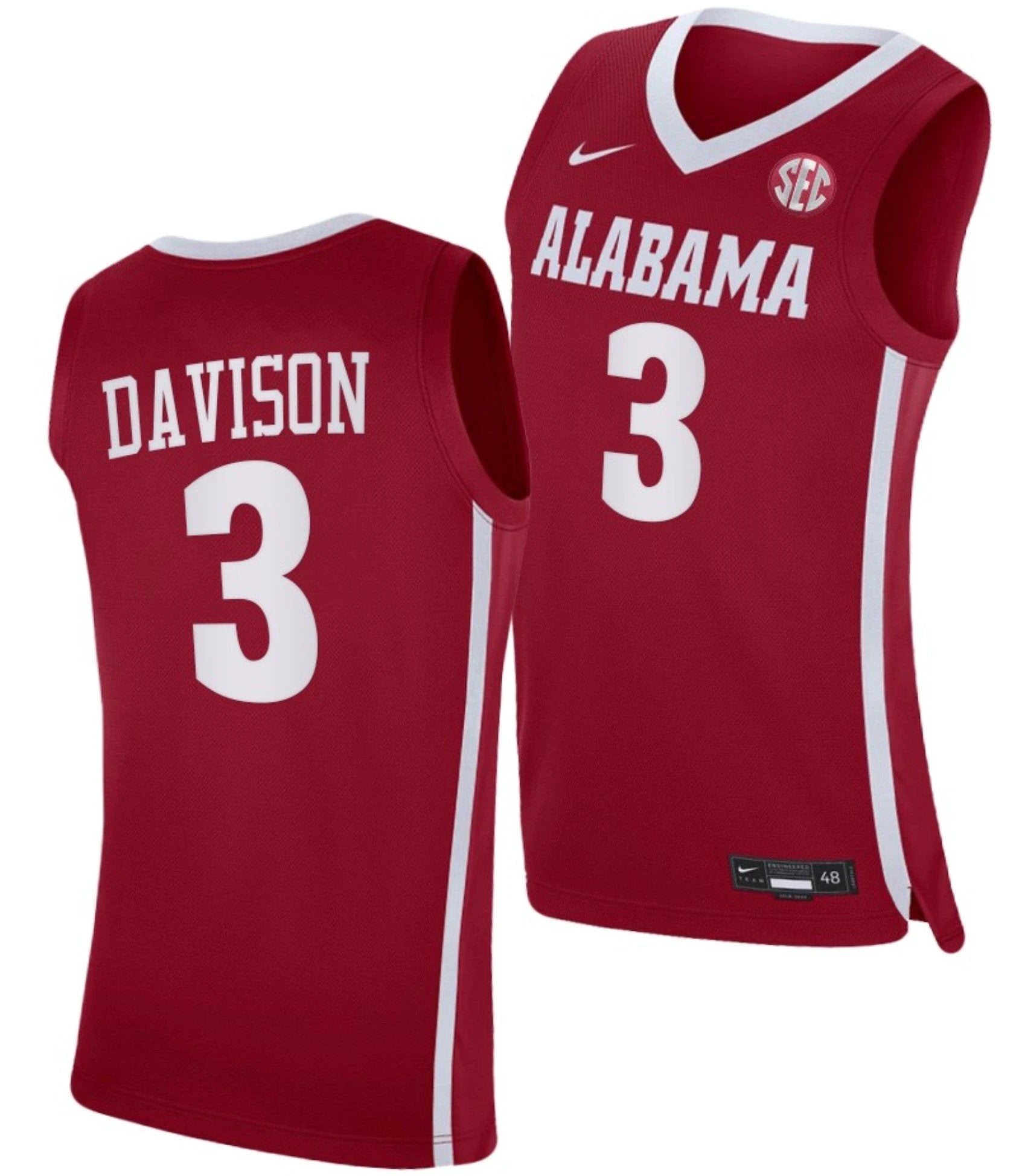 JD Davison Jersey Alabama Crimson Tide College Basketball Red #3 by My store basketball