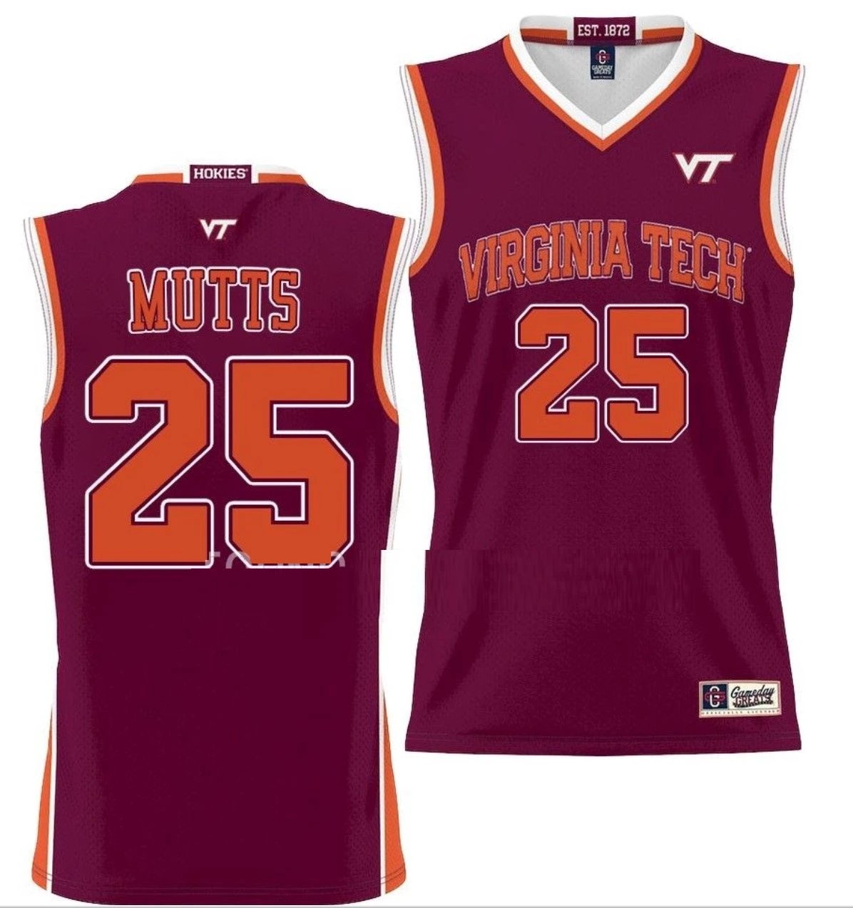 Justyn Mutts Jersey Virginia Tech Hokies College Basketball NIL Pick-A-Player Maroon #25 by My store basketball
