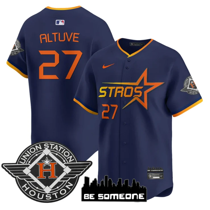 José Altuve Jersey #27 Houston Astros 2025 City Connect Vapor Premier Limited Stitched Navy by My Store