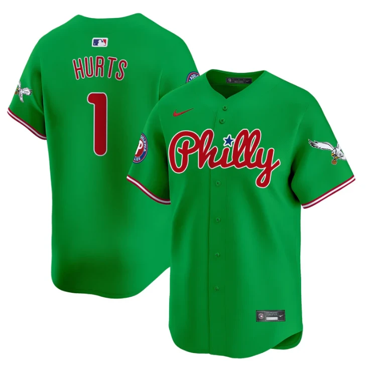 Jalen Hurts Jersey #1 Phillies and Eagles Vapor Premier Limited Stitched Green by My Store