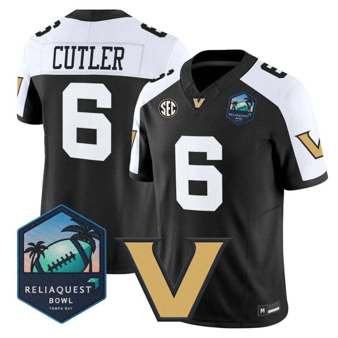 Jay Cutler Jersey #6 Vanderbilt Commodores 2025 ReliaQuest Bowl Stitched by My Store NCAA Football Jerseys