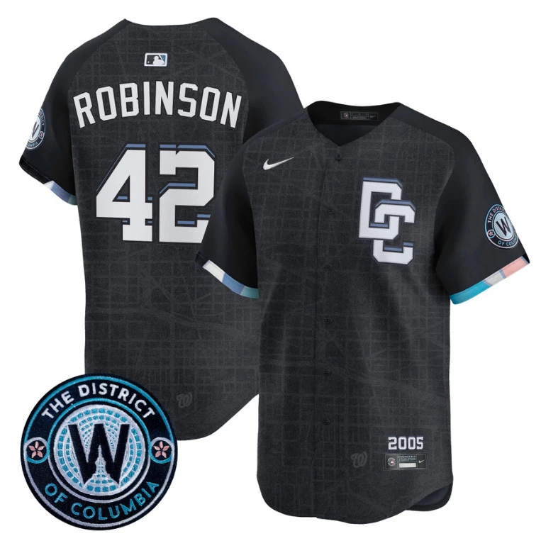 Jackie Robinson Jersey #42 Washington Nationals 2025 City Connect Premier Limited Stitched Navy by My Store