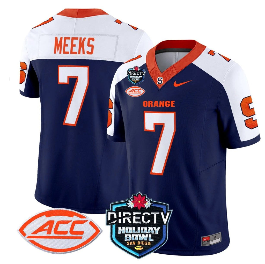 Jackson Meeks Jersey #7 Syracuse Orange 2025 Holiday Bowl Patch Navy Alternate by My Store