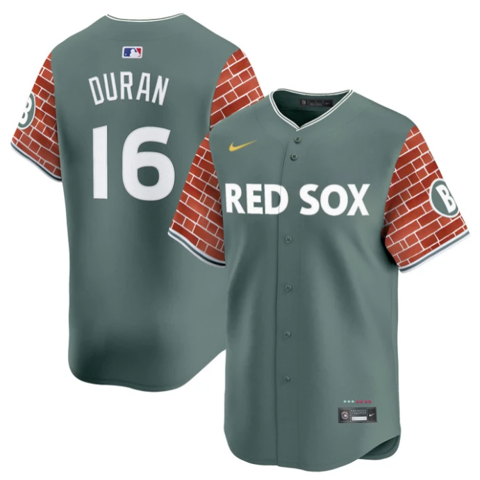 Jarren Duran Jersey #16 Boston Red Sox 2025 Fenway Red Brick Style Vapor Premier Stitched Green by My Store