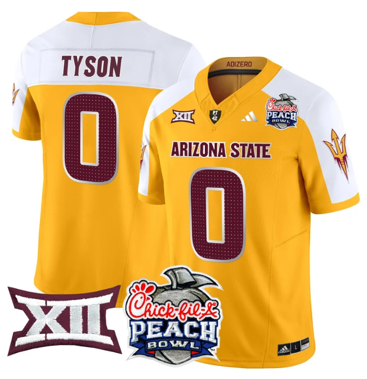 Jordyn Tyson Jersey #0 Arizona State Sun Devils 2025 Peach Bowl Gold Alternate by My Store