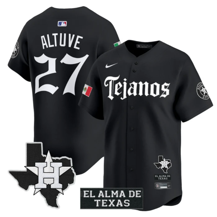 José Altuve Jersey #27 Houston Astros Mexico Tejano Barrio Style Vapor Limited Stitched Black by My Store
