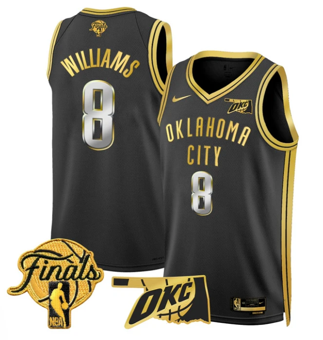 Jalen Williams Jersey # 8 Oklahoma City Thunder 2025 Finals Swingman Stitched Black Gold by My store basketball