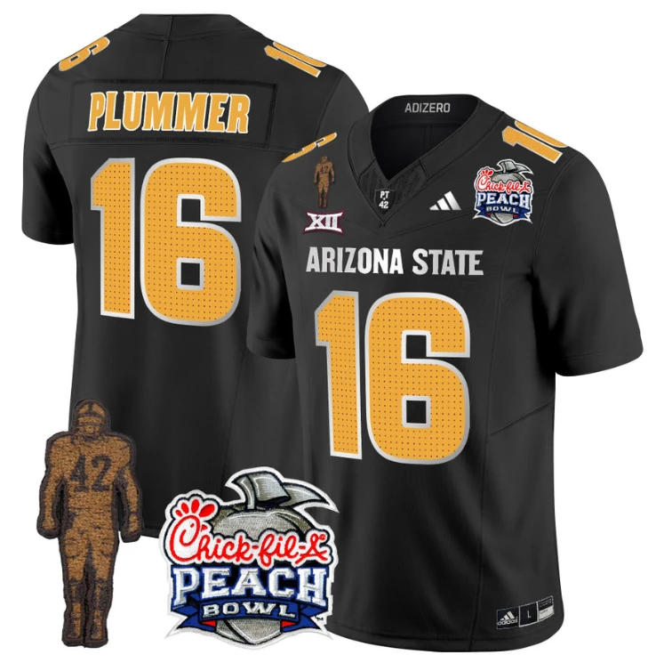 Jake Plummer Jersey #16 Arizona State Peach Bowl Patch Football V2 Black by My Store