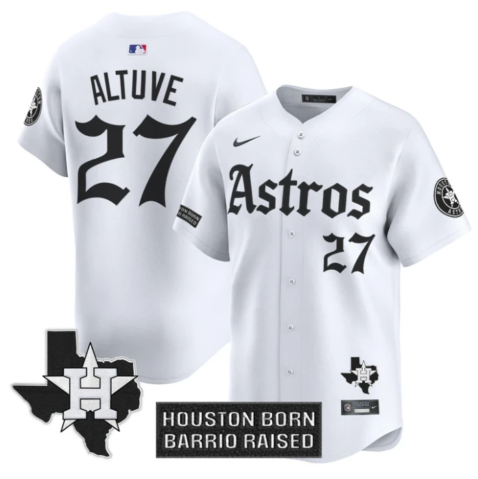 José Altuve Jersey #27 Houston Astros Gothic Edition Vapor Premier Limited Stitched White by My Store
