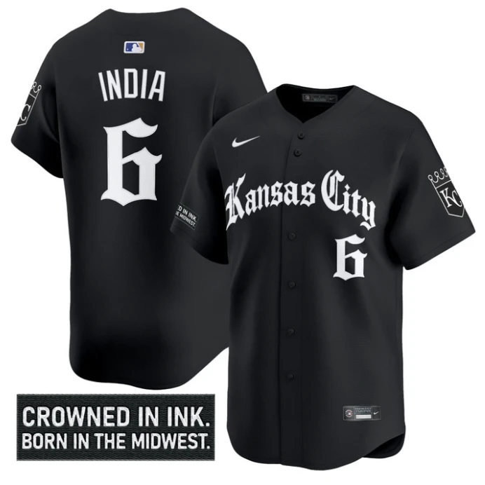 Jonathan India Jersey #6 Kansas City Royals Gothic Crown Edition Vapor Stitched Black by My Store