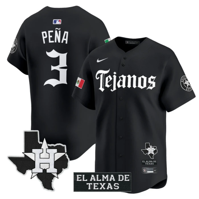 Jeremy Pena Jersey #3 Houston Astros Mexico Tejano Barrio Style Vapor Limited Stitched Black by My Store