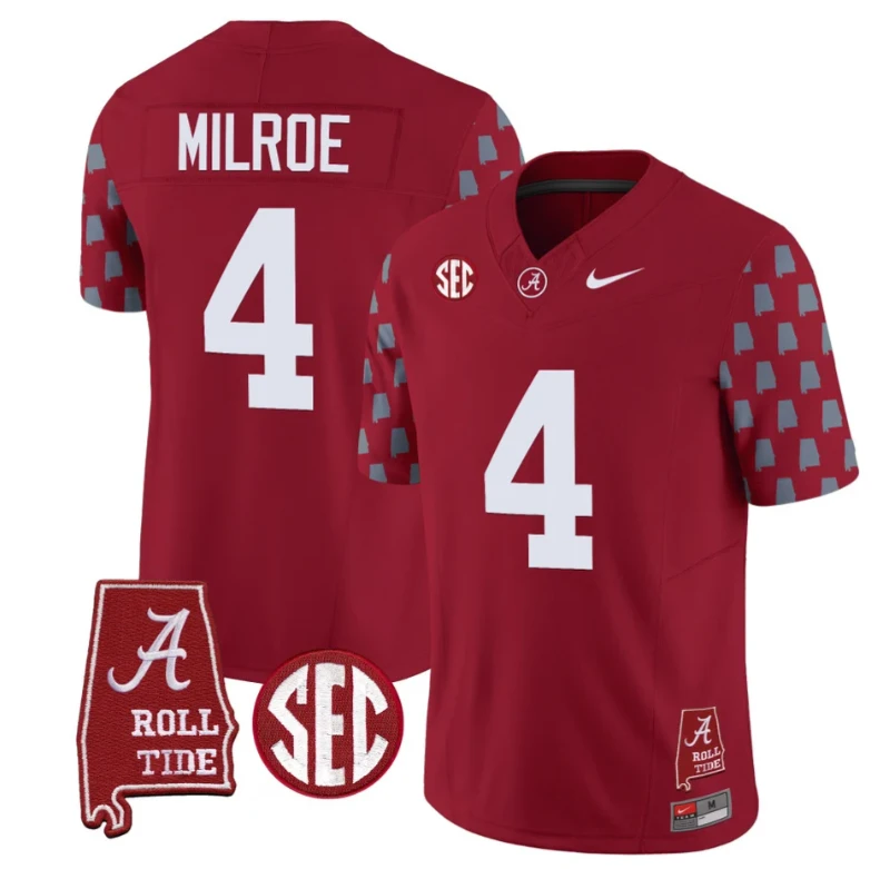 Jalen Milroe Jersey #4 Alabama Crimson Tide Vapor College Football Limited Stitched Crimson by My Store