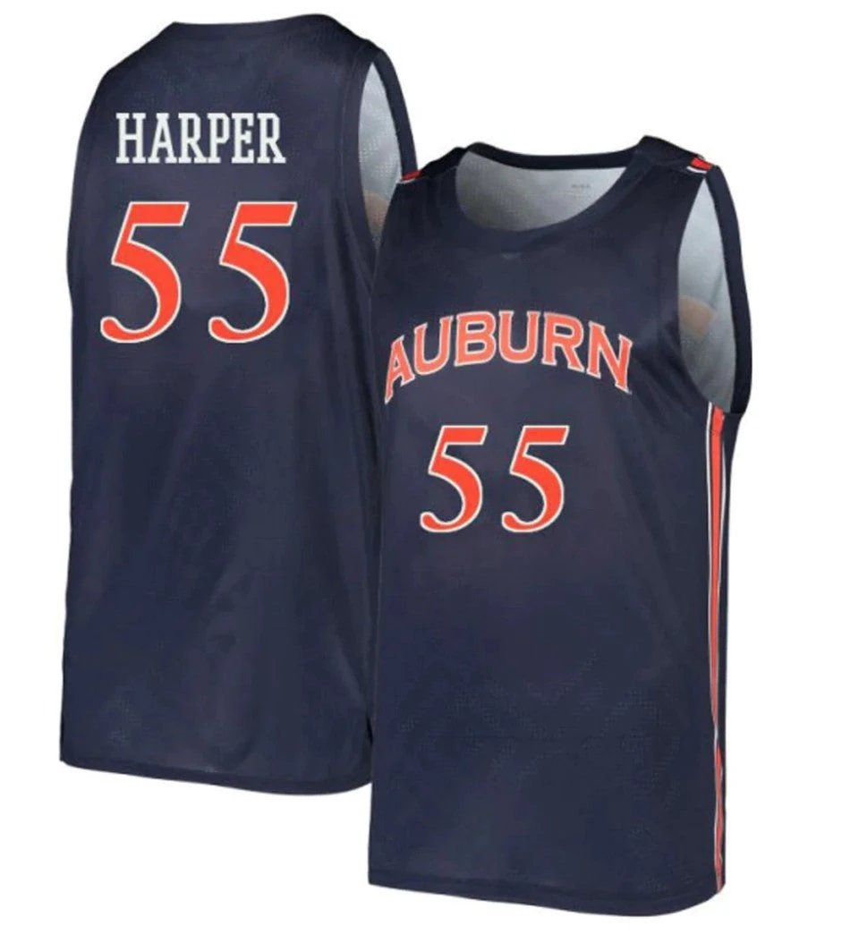 Jalen Harper Jersey Auburn Tigers College Basketball #55 by My store basketball