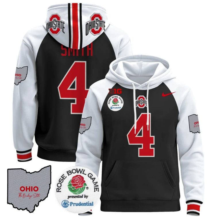 Jeremiah Smith Hoodie #4 Ohio State Buckeyes Rose Bowl Pullover by Hoodie Pullover