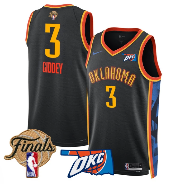 Josh Giddey Jersey # 3 Oklahoma City Thunder 2025 Finals Swingman Stitched 24-25 City by My store basketball