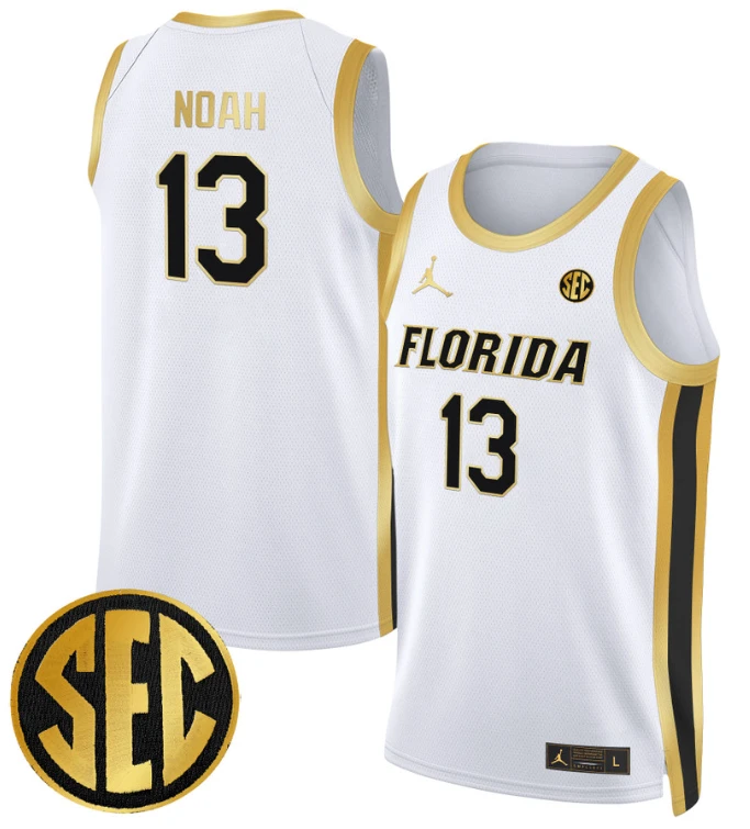 Joakim Noah Jersey #13 Florida Gators Swingman Basketball Stitched White Gold by My store basketball