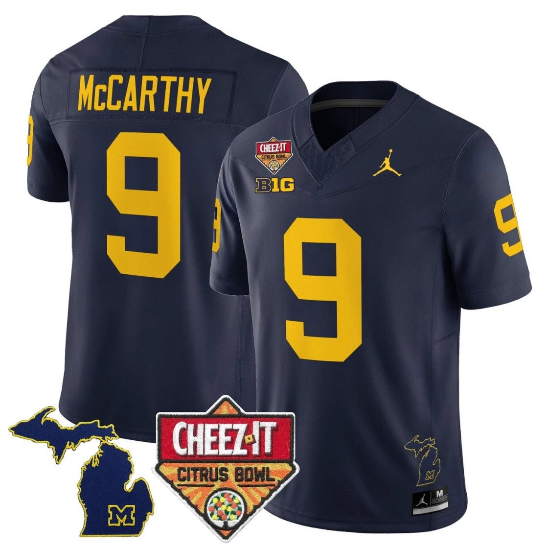 J.J. McCarthy Jersey #9 Michigan Wolverines 2025 Cheez-It Citrus Bowl by My Store NCAA Football Jerseys